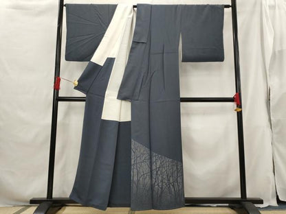 平和屋着物■色留訪問着　樹林文　銀糸　正絹　逸品　AABG9501st