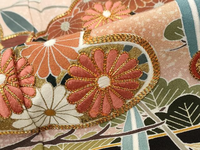 平和屋着物■豪華黒留袖 駒刺繍 花松文 金彩 正絹 逸品 AABG9510st