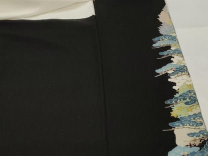 平和屋着物■豪華黒留袖　作家物　風景松文　正絹　逸品　AABG9511st