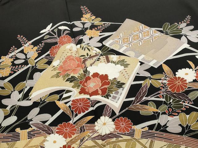 平和屋着物■豪華黒留袖 冊子花文 金彩 正絹 逸品 AABG9512st
