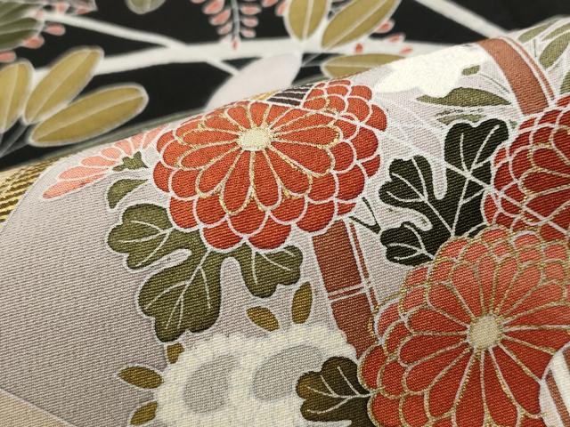 平和屋着物■豪華黒留袖 冊子花文 金彩 正絹 逸品 AABG9512st