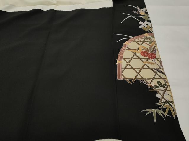 平和屋着物■豪華黒留袖 冊子花文 金彩 正絹 逸品 AABG9512st