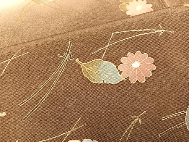 平和屋着物●訪問着　駒刺繍　草花文　暈し染め　金銀彩　正絹　逸品　AABG9521ph