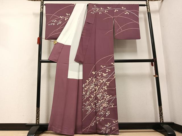 平和屋着物●京友禅作家　池内路一　訪問着　ろうけつ染め　枝花文　正絹　逸品　AABG9522ph