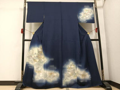 平和屋着物●訪問着　手描き　草花文　暈し染め　金銀彩　正絹　逸品　AABG9525ph