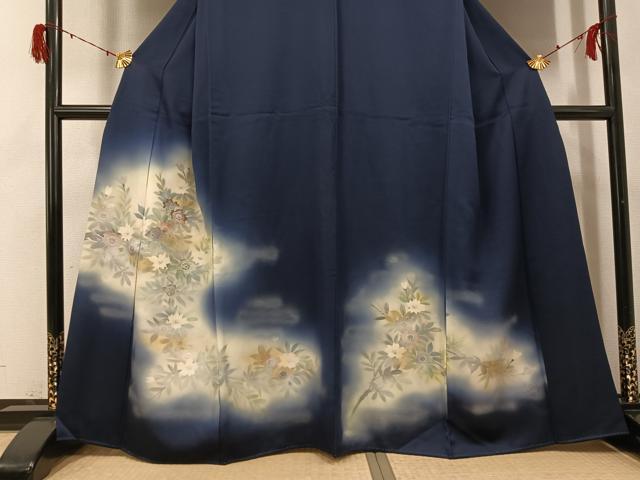 平和屋着物●訪問着　手描き　草花文　暈し染め　金銀彩　正絹　逸品　AABG9525ph