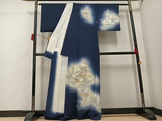 平和屋着物●訪問着　手描き　草花文　暈し染め　金銀彩　正絹　逸品　AABG9525ph