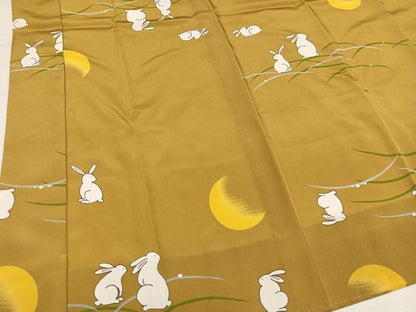 平和屋着物●長襦袢　無双仕立て　手描き　月兎　正絹　逸品　AABG9526ph