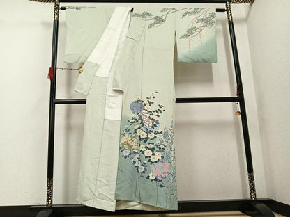 平和屋着物●訪問着　友禅　作家物　草花文　暈し染め　正絹　逸品　AABG9529ph