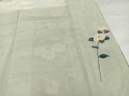 平和屋着物●訪問着　友禅　作家物　草花文　暈し染め　正絹　逸品　AABG9529ph
