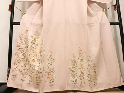 平和屋着物●訪問着　友禅　草花文　正絹　逸品　AABG9532ph