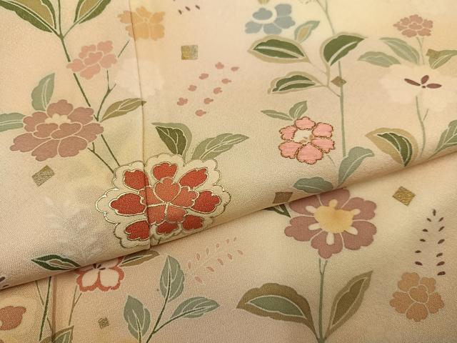 平和屋着物●訪問着　友禅　草花文　正絹　逸品　AABG9532ph