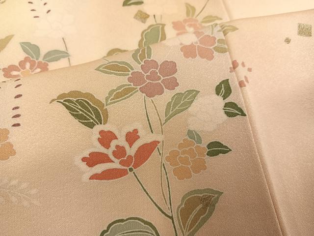 平和屋着物●訪問着　友禅　草花文　正絹　逸品　AABG9532ph