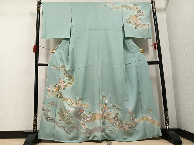 平和屋着物●訪問着　草花文　金彩　正絹　逸品　AABG9533ph