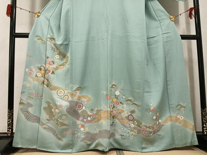 平和屋着物●訪問着　草花文　金彩　正絹　逸品　AABG9533ph