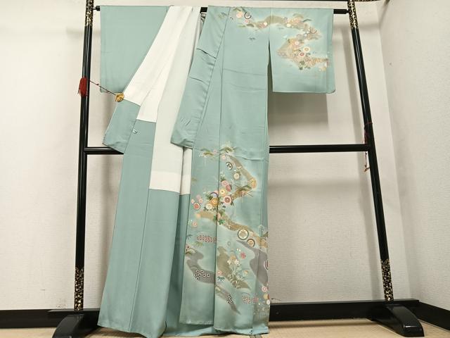 平和屋着物●訪問着　草花文　金彩　正絹　逸品　AABG9533ph
