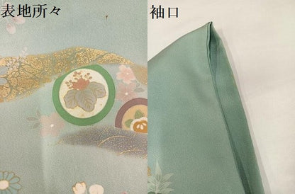 平和屋着物●訪問着　草花文　金彩　正絹　逸品　AABG9533ph
