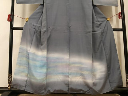平和屋着物●訪問着　紬地　霞文　暈し染め　正絹　逸品　AABG9536ph