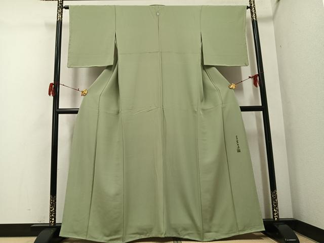 平和屋着物●上質な色無地　作家物　幻の染　岩石染　柳茶色　正絹　逸品　未使用　AABG9539ph