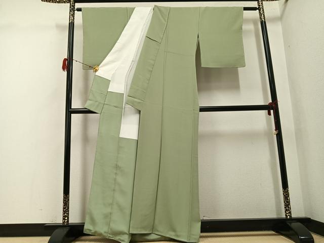 平和屋着物●上質な色無地　作家物　幻の染　岩石染　柳茶色　正絹　逸品　未使用　AABG9539ph