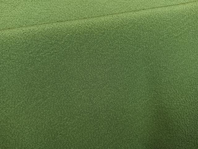 平和屋着物●上質な色無地　松葉色　正絹　逸品　AABG9540ph