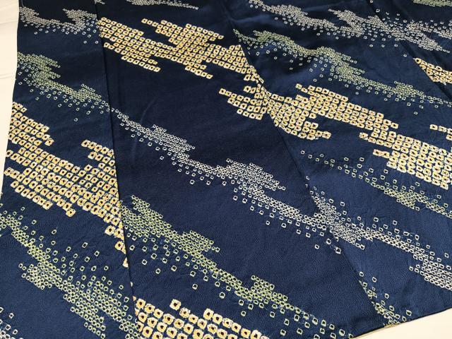 平和屋着物●上質な小紋　絞り　幾何学文様　正絹　逸品　AABG9544ph