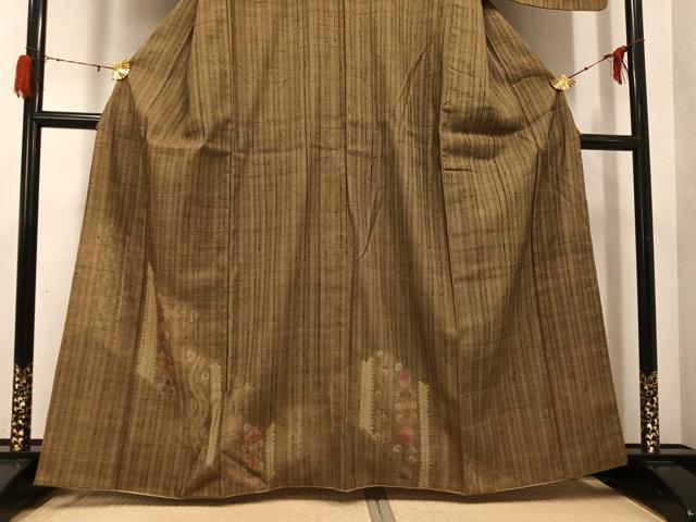 平和屋着物●訪問着　生紬　絞り　草花文　やまと誂製　正絹　逸品　AABG9545ph