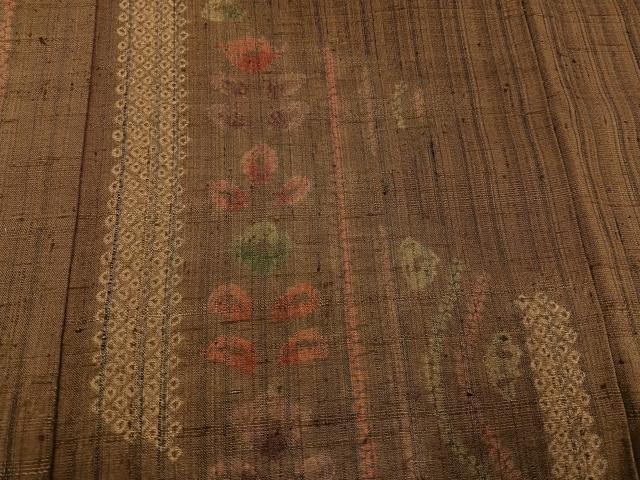 平和屋着物●訪問着　生紬　絞り　草花文　やまと誂製　正絹　逸品　AABG9545ph