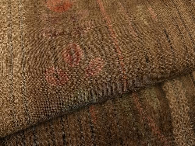 平和屋着物●訪問着　生紬　絞り　草花文　やまと誂製　正絹　逸品　AABG9545ph