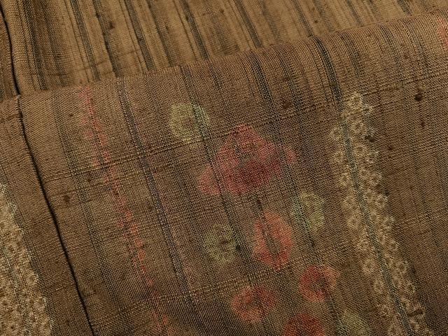 平和屋着物●訪問着　生紬　絞り　草花文　やまと誂製　正絹　逸品　AABG9545ph