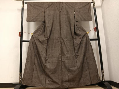 平和屋着物●本場大島紬　カタス7マルキ　唐草間道　正絹　逸品　AABG9548ph