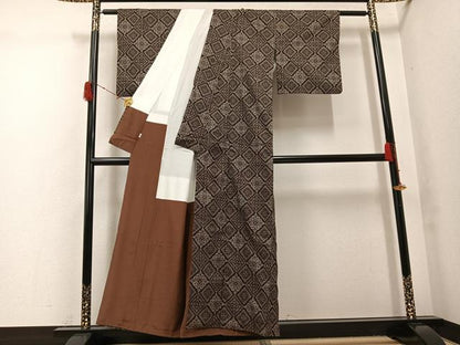 平和屋着物●本場大島紬　一元7マルキ　花菱文　小田急百貨店扱い　正絹　逸品　AABG9551ph
