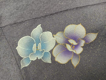平和屋着物●訪問着　草花文　暈し染め　金彩　金通し地　正絹　逸品　AABG9557ph
