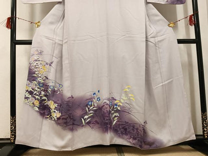 平和屋着物●訪問着　手描き　草花文　暈し染め　正絹　逸品　AABG9558ph
