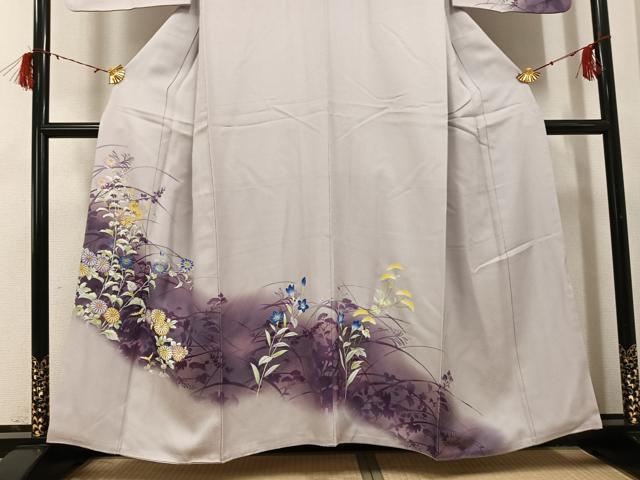 平和屋着物●訪問着　手描き　草花文　暈し染め　正絹　逸品　AABG9558ph
