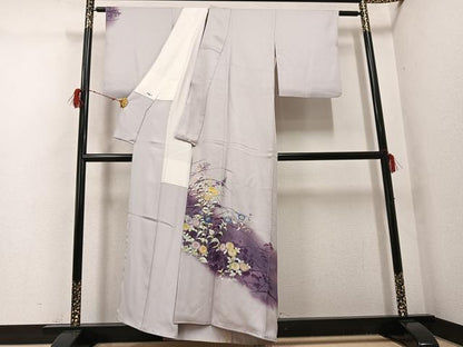 平和屋着物●訪問着　手描き　草花文　暈し染め　正絹　逸品　AABG9558ph