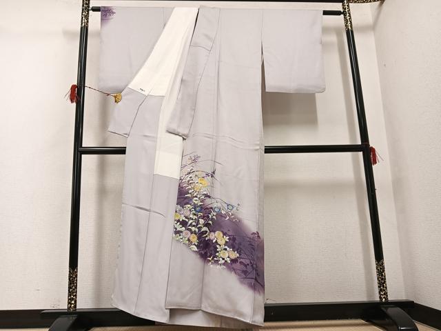 平和屋着物●訪問着　手描き　草花文　暈し染め　正絹　逸品　AABG9558ph