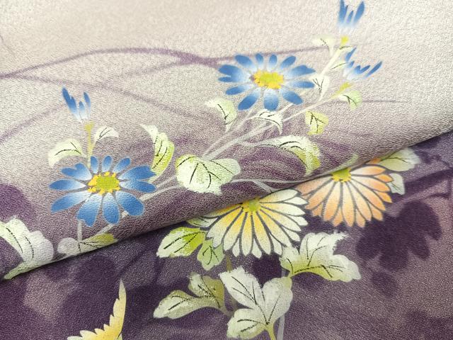 平和屋着物●訪問着　手描き　草花文　暈し染め　正絹　逸品　AABG9558ph