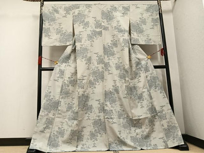 平和屋着物●上質な紬　枝花文　正絹　逸品　AABG9565ph