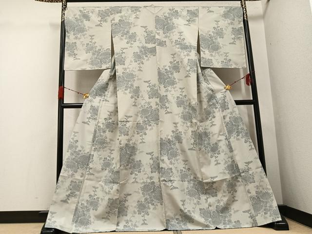 平和屋着物●上質な紬　枝花文　正絹　逸品　AABG9565ph