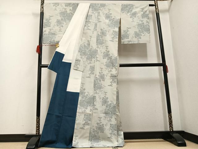 平和屋着物●上質な紬　枝花文　正絹　逸品　AABG9565ph