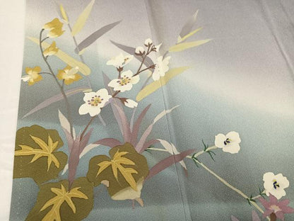 平和屋着物●二代目清次郎　手描き　訪問着　草花文　暈し染め　正絹　逸品　AABG9568ph