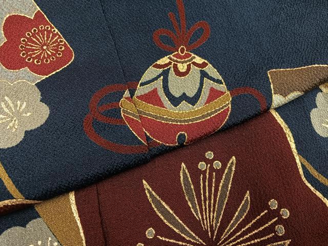平和屋着物●豪華振袖　梅　鬼しぼ縮緬　上代45万　仮絵羽　逸品　未使用　AABG9569ph