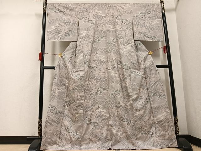 平和屋着物●本場大島紬　カタス9マルキ　花唐草吉祥文　正絹　逸品　未使用　AABG9573ph