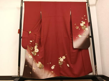 平和屋着物●豪華振袖　雪輪梅文　暈し染め　金彩　やまと誂製　正絹　逸品　AABG9575ph