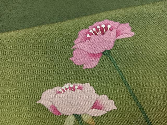 平和屋着物●二代目清次郎　手描き　訪問着　草花文　暈し染め　正絹　逸品　AABG9580ph