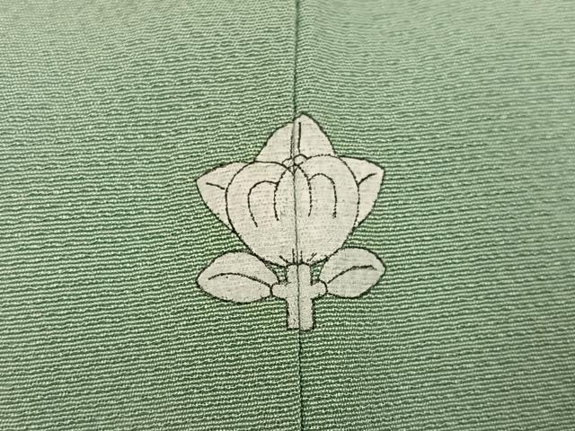 平和屋着物●清次郎　手描き　色無地　枝花文　山葵色　正絹　逸品　AABG9587ph