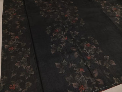 平和屋着物●本場大島紬　カタス9マルキ　草花間道　正絹　逸品　未使用　AABG9588ph