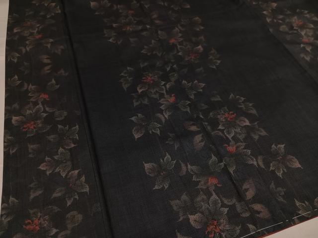 平和屋着物●本場大島紬　カタス9マルキ　草花間道　正絹　逸品　未使用　AABG9588ph
