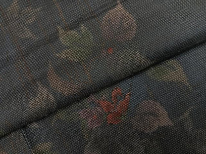 平和屋着物●本場大島紬　カタス9マルキ　草花間道　正絹　逸品　未使用　AABG9588ph